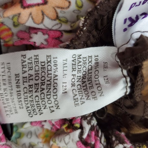 Blueberi Boulevard floral Summer Halter dress Size 12M Cotton Brown Pink - Picture 6 of 9